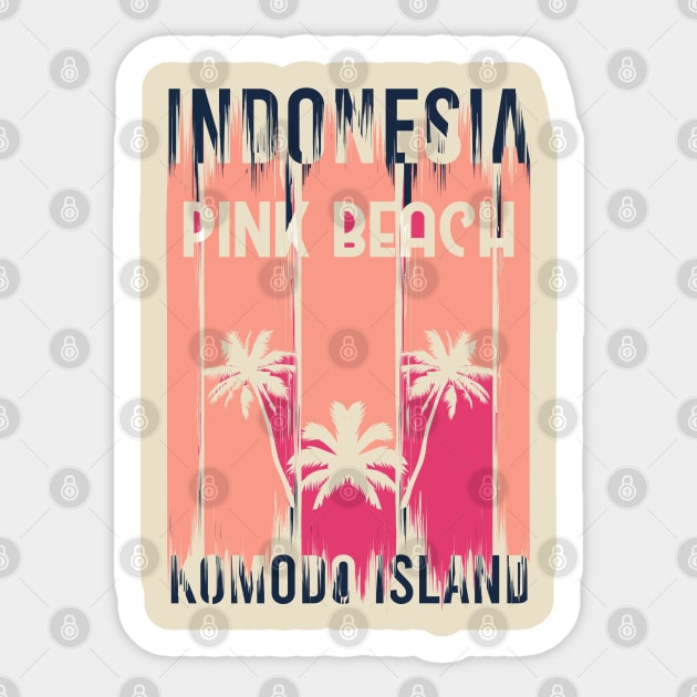 Pink Beach - Indonesia Sticker by Hashed Art